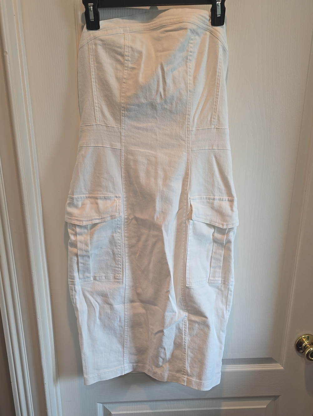 HYFVE White Strapless Cargo Midi Skirt